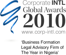Corporate INTL Global Awards 2010 - Business formation legal advisory firm of the year in Nigeria